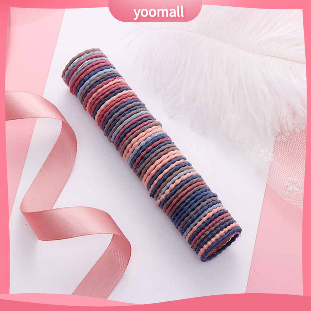 Set 50 Dây Cột Tóc Co Giãn Trang Trí Hình Nơ Xinh Xắn Cho Nữ