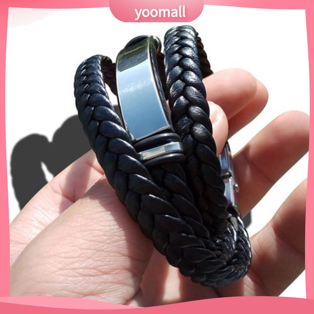 Vòng Tay Giả Da Nhiều Lớp Bện Dây Dài Thời Trang Cho Nam