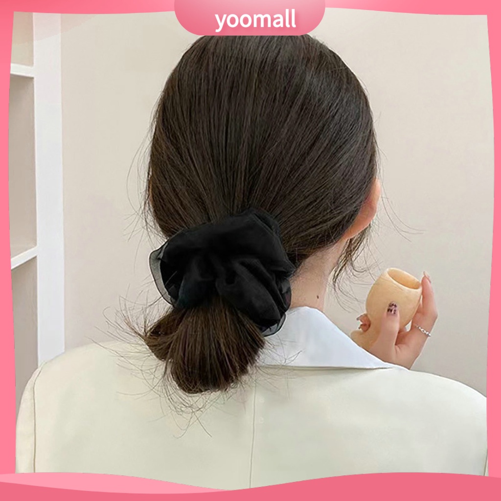 Dây Buộc Tóc Hai Lớp Mềm Mại Co Giãn Chống Rách Màu Trơn Thời Trang Cho Nữ