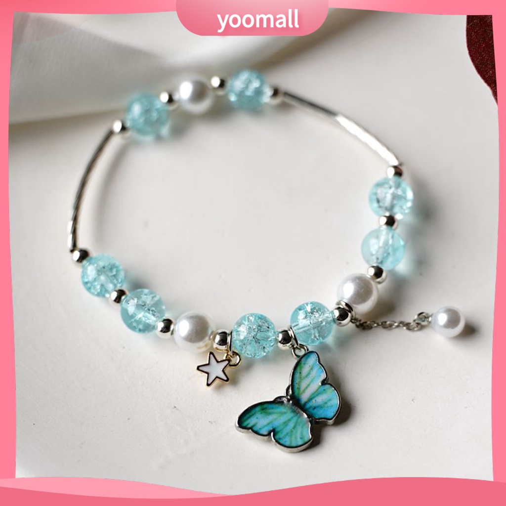 [YM] Vòng Tay Chuỗi Hạt Hình Bướm Màu Sáng Lâu Trôi Làm Quà Tặng Trang Sức Cho Nữ