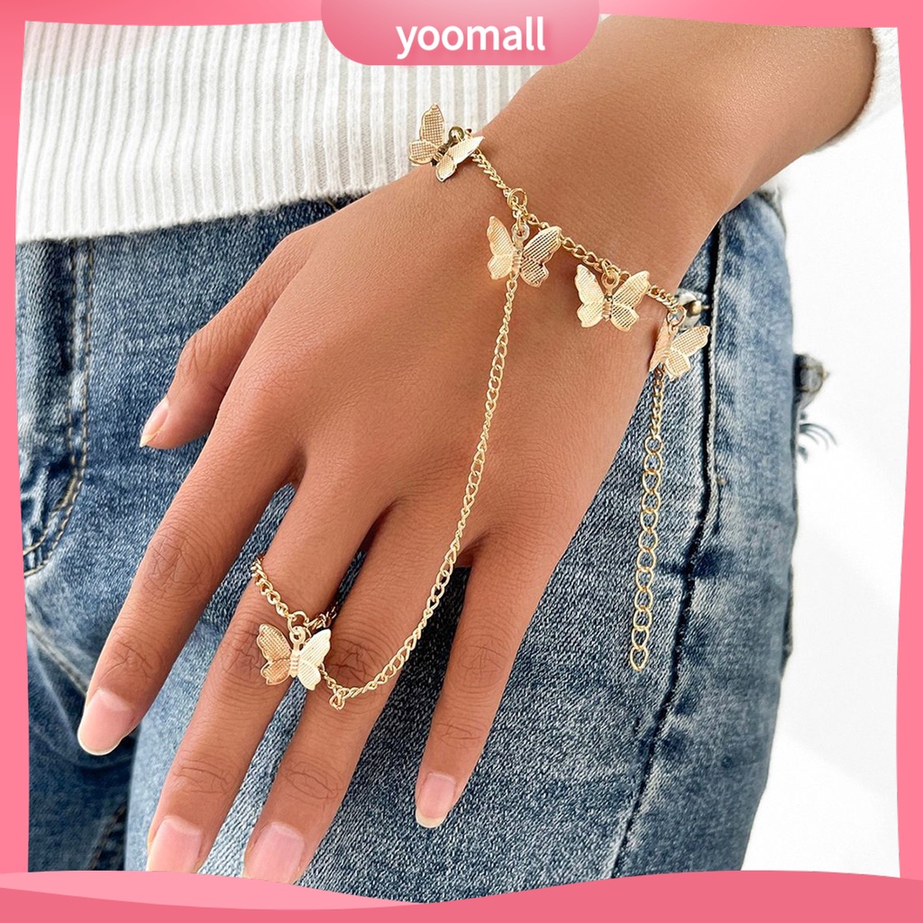 Nhẫn Hình Bướm Bằng Thép Không Gỉ Màu Sắc Đơn Giản Dành Cho Nữ