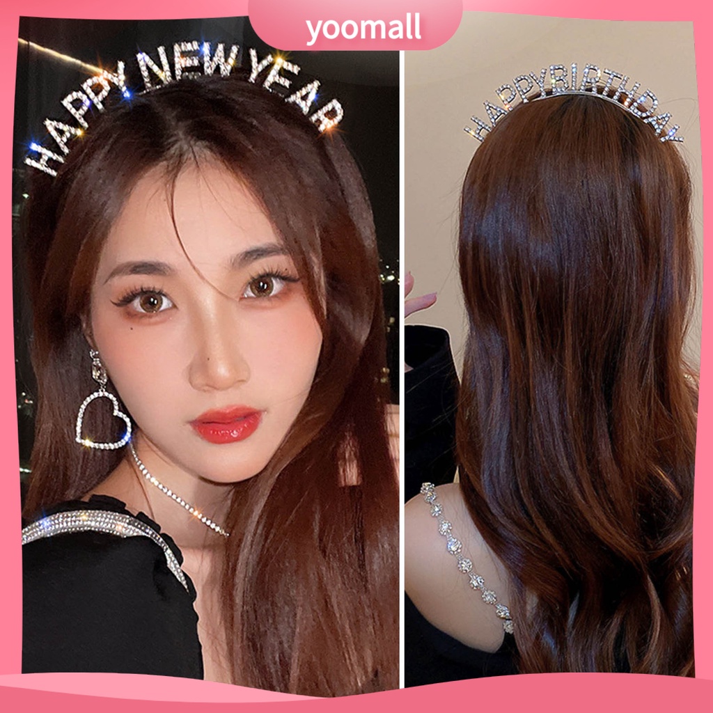 Băng Đô Cài Tóc Co Giãn Chống Trượt Đính Đá Lấp Lánh Dành Cho Nữ