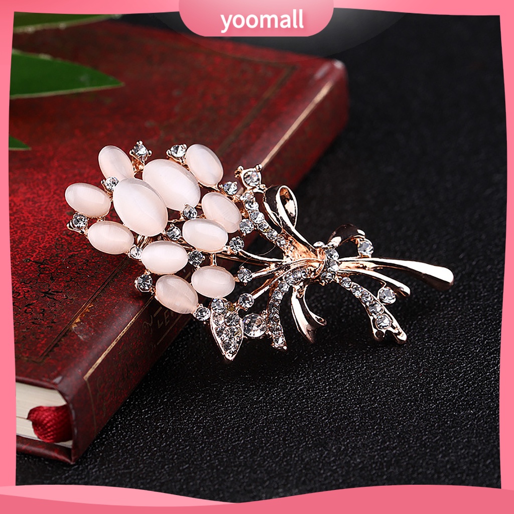 Ghim Cài Áo Hình Hoa Đính Đá Opal Nhân Tạo Thời Trang