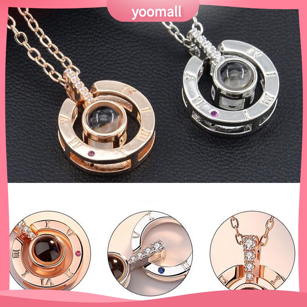 Vòng cổ Mặt Tròn Khắc Chữ I LOVE YOU in 100 Ngôn Ngữ Đính Đá Thời Trang