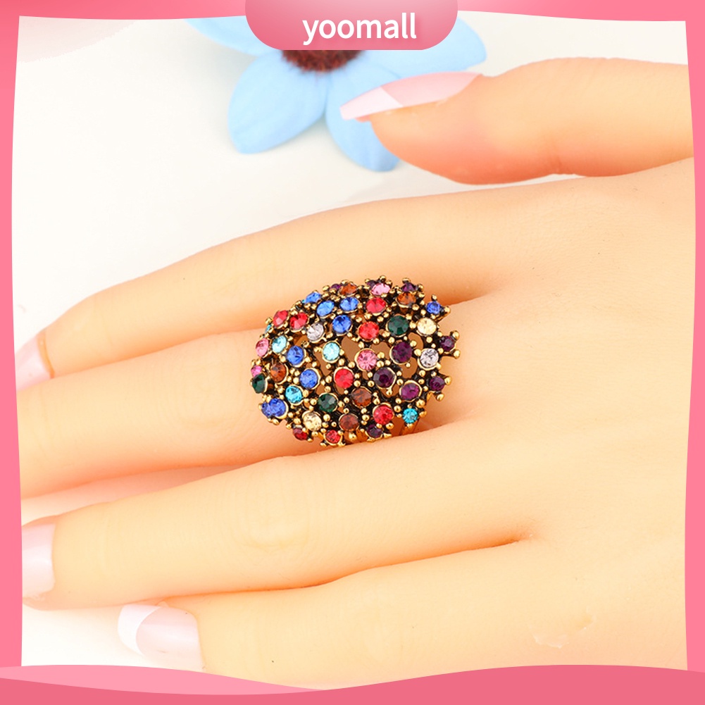Nhẫn Đính Đá Hình Oval Nhiều Màu Sang Trọng Cho Nữ