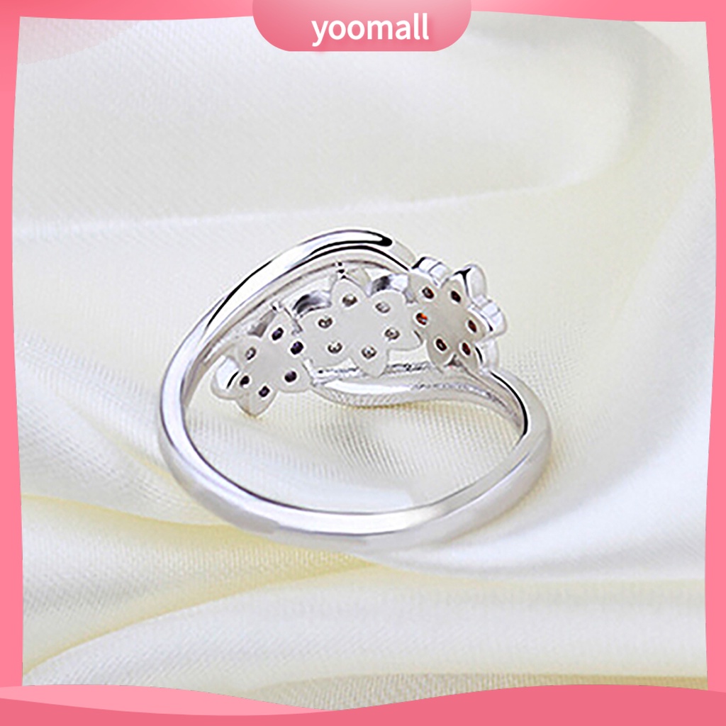 Nhẫn Mạ Bạc Hình Hoa Đính Đá Zircon Thời Trang Cho Nữ