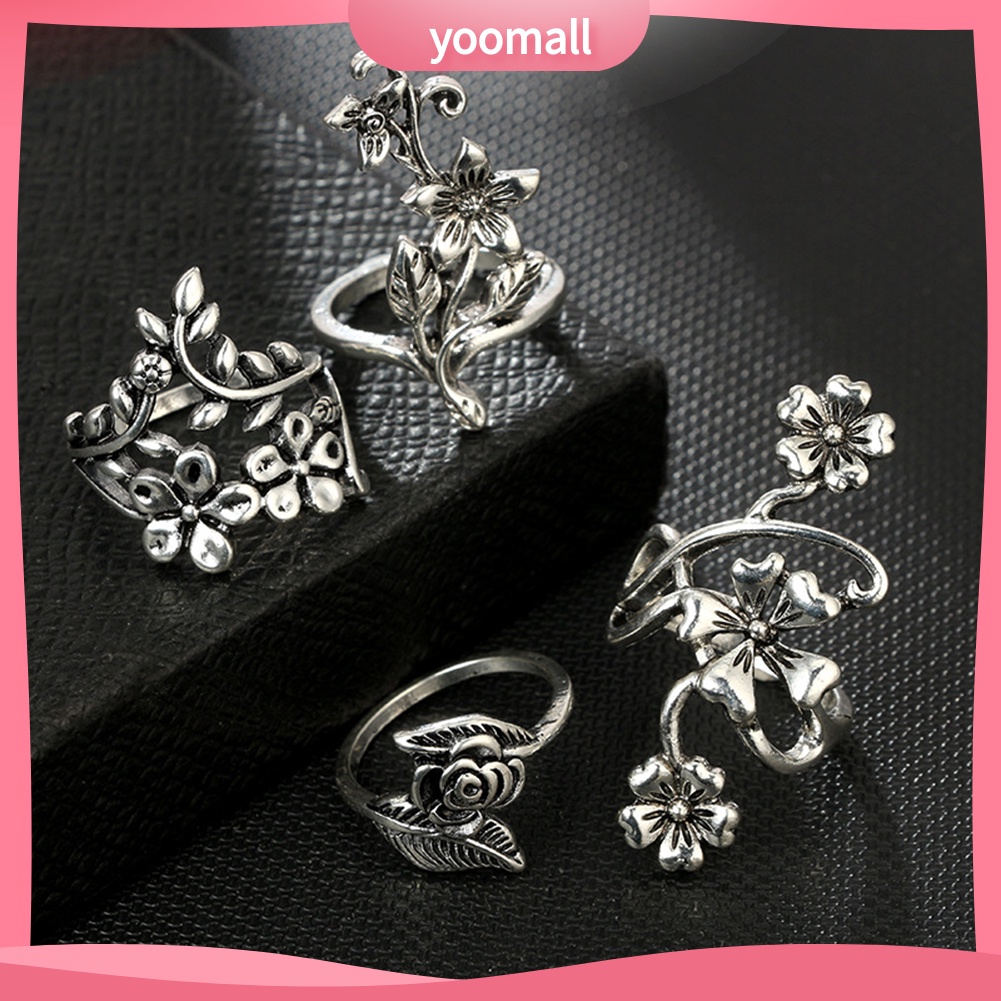 Bộ Nhẫn Hình Hoa Lá Phong Cách Vintage Thời Trang Cho Nữ