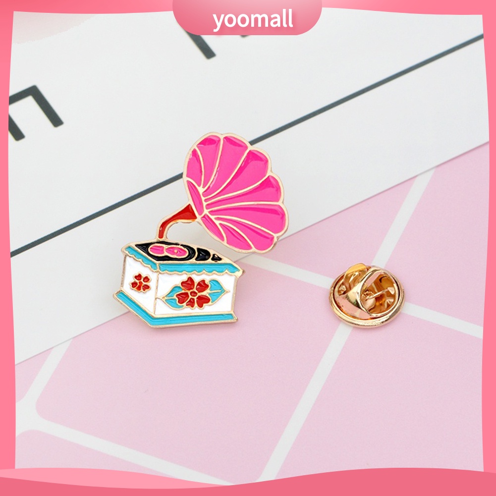 Ghim Cài Áo Hình Máy Hát Đĩa Tráng Men Phong Cách Retro