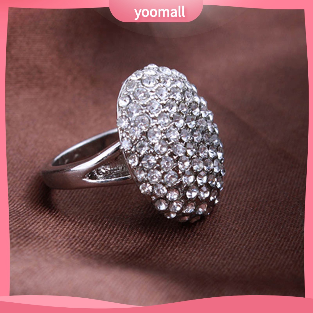 Nhẫn Đính Hôn Đính Đá Hình Oval Kích Thước 6-10 Sang Trọng Dành Cho Nữ