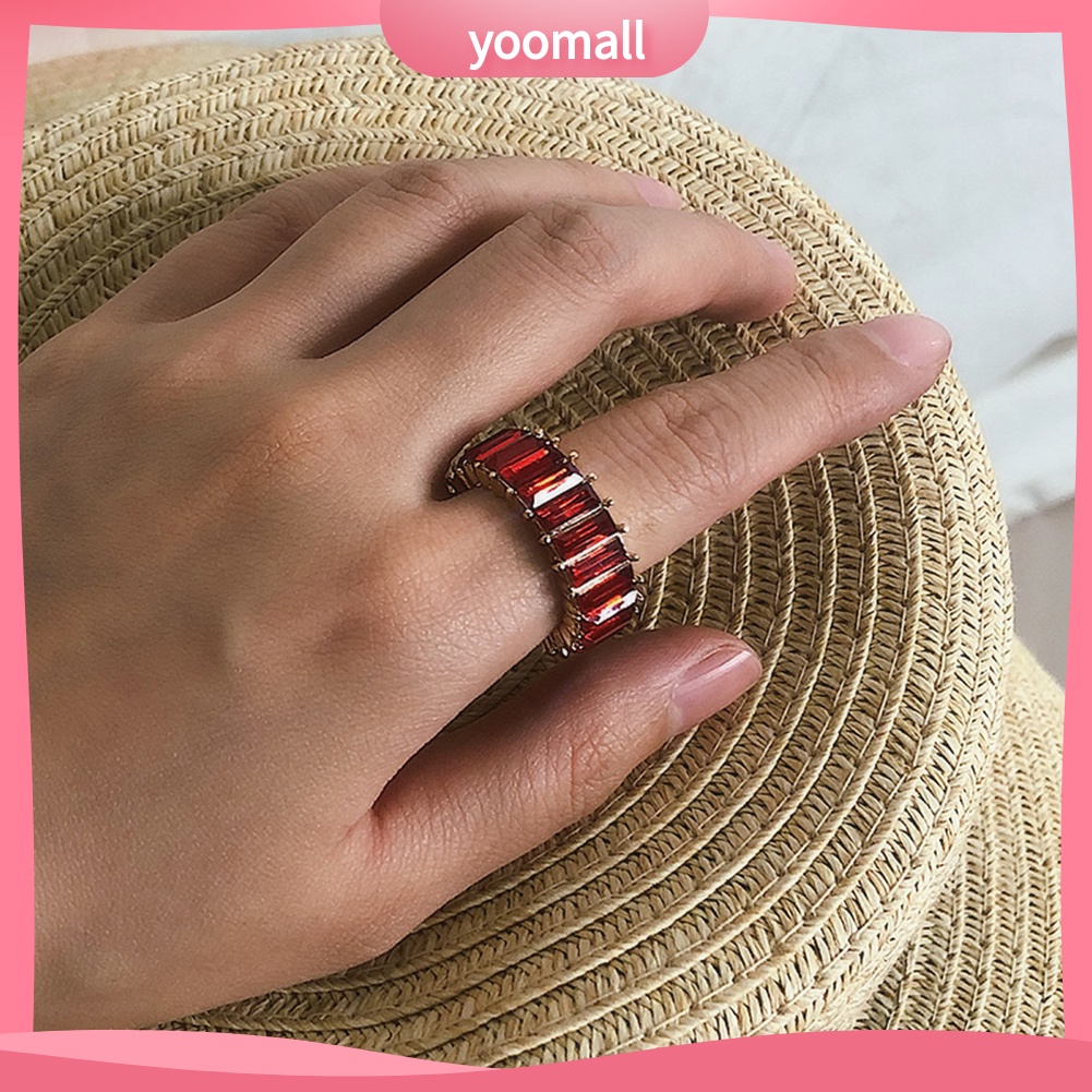 Nhẫn Đính Đá Zirconia Hình Vuông Toàn Diện Dành Cho Nữ