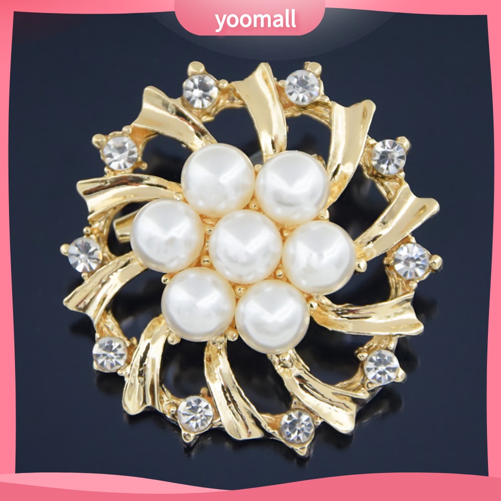 Ghim Cài Áo Hình Bông Hoa Đính Ngọc Trai Nhân Tạo Thời Trang
