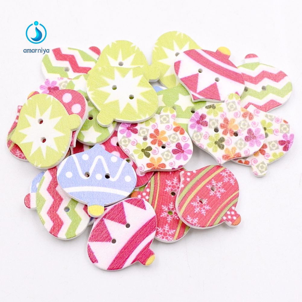 50 Nút Gỗ 2 Lỗ Hình Lồng Đèn Cho May Vá