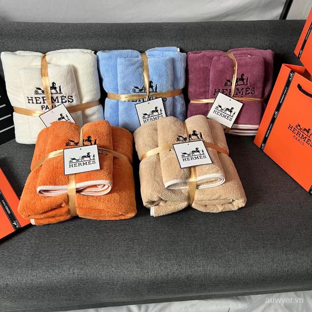H HER * Set Khăn Tắm Hai Mảnh Dày Dặn Siêu Lớn Thấm Hút Nước Nhanh Khô Hợp Thời Trang Cho Người Lớn VODP