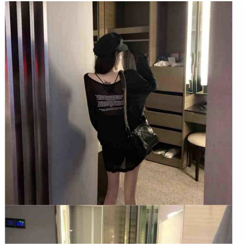 Áo Thun Tay Dài Chống Nắng Hai Lớp Xuyên Thấu Gợi Cảm Cho Nữ