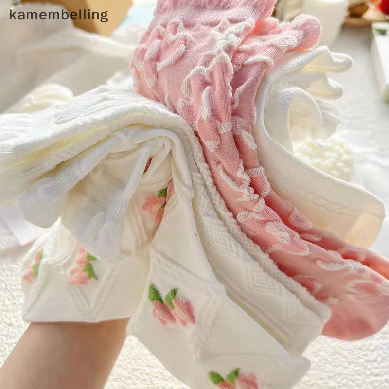 1 Đôi Vớ Cotton Thoáng Khí In Họa Tiết Hoa Anh Đào Dễ Thương Phong Cách Harajuku Cho Nữ