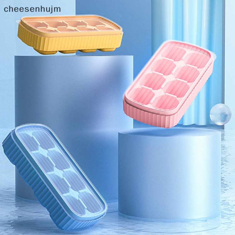 Khuôn Silicon Làm Đá 8 Ngăn Có Nắp Đậy Tiện Dụng