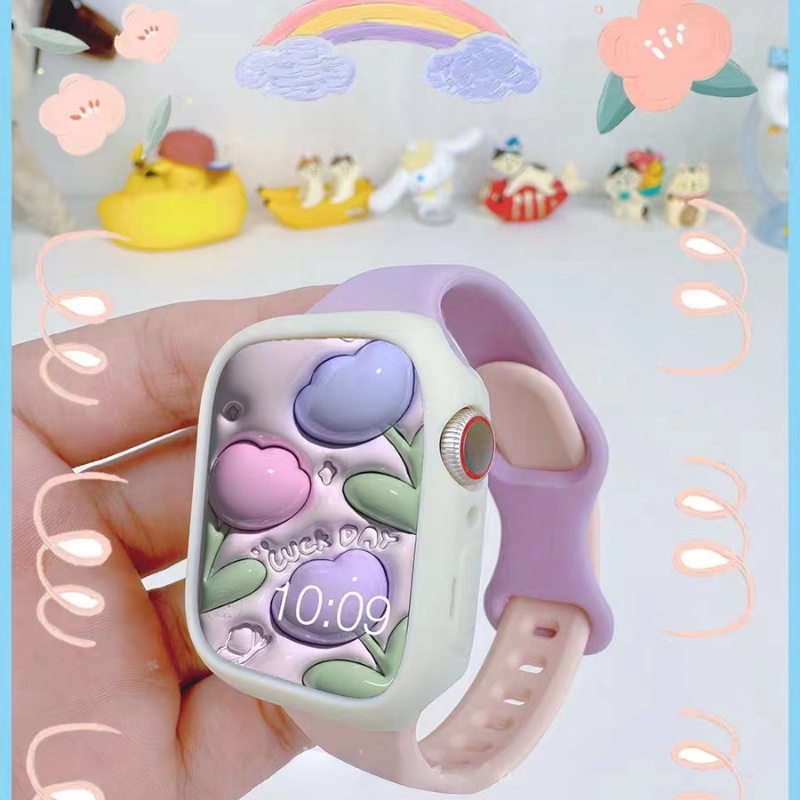 Dây Đeo silicone Mỏng Hai Màu Cho iwatch Ultra 49mm 45mm 44mm 42mm 41mm 40mm 38mm 8 7 6 se 5 4 3