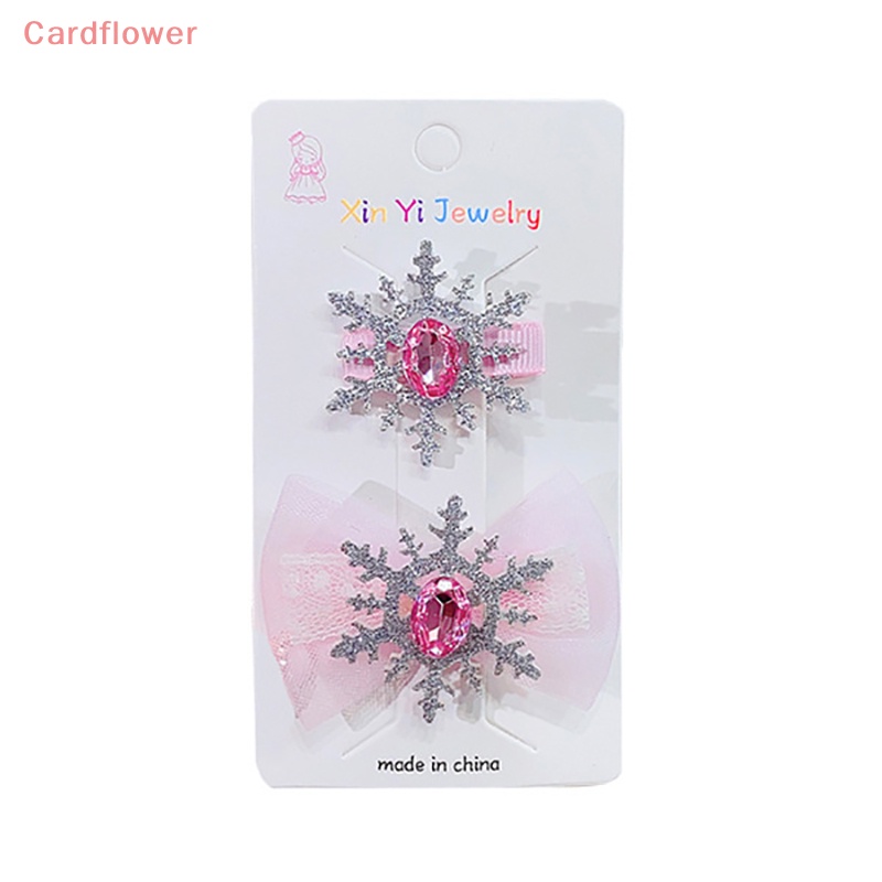 Bộ 2 Kẹp Tóc Hình Hoa Tuyết Đính Đá Nhiều Màu Sắc Cho Bé Gái