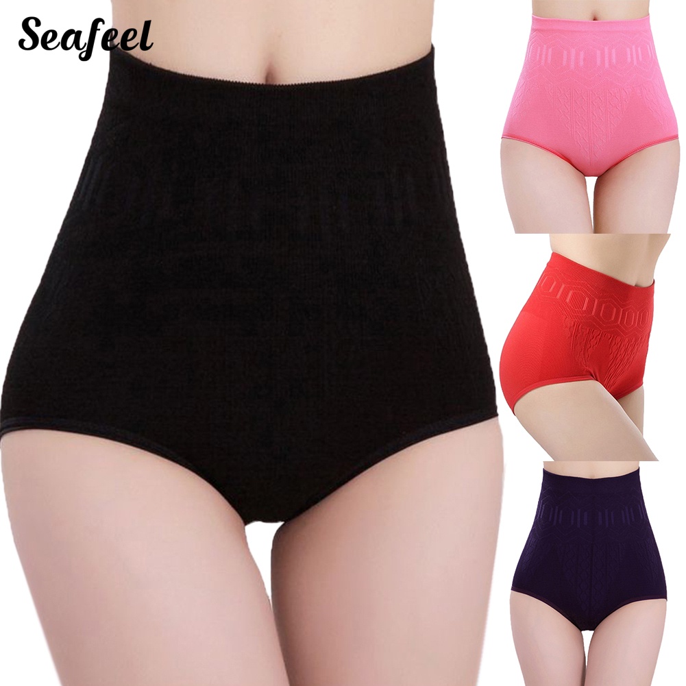 Quần Lót Màu Sắc Trơn Lưng Cao Định Hình Eo Không Đường May Cho Nữ