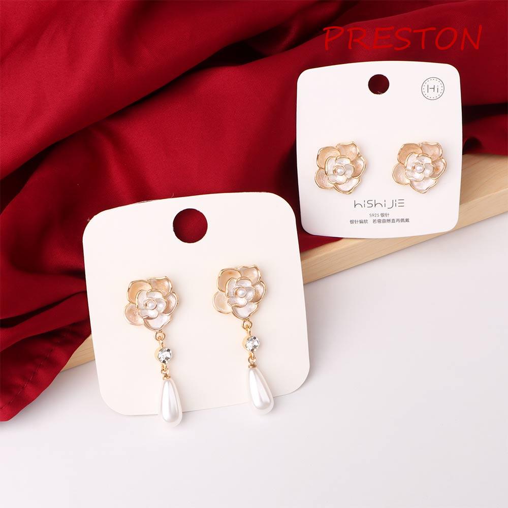 Bông Tai Dáng Dài Hình Hoa Hồng Phong Cách Pháp Cổ Điển Thời Trang Cho Nữ