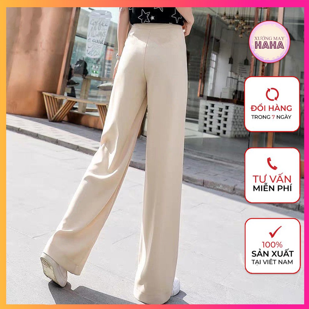 Quần Culottes Ống Rộng Lưng Cao 2 Khuy, Quần Ống Suông Cạp Cao 2 Cúc Dài 100cm Phong Cách Trẻ Trung