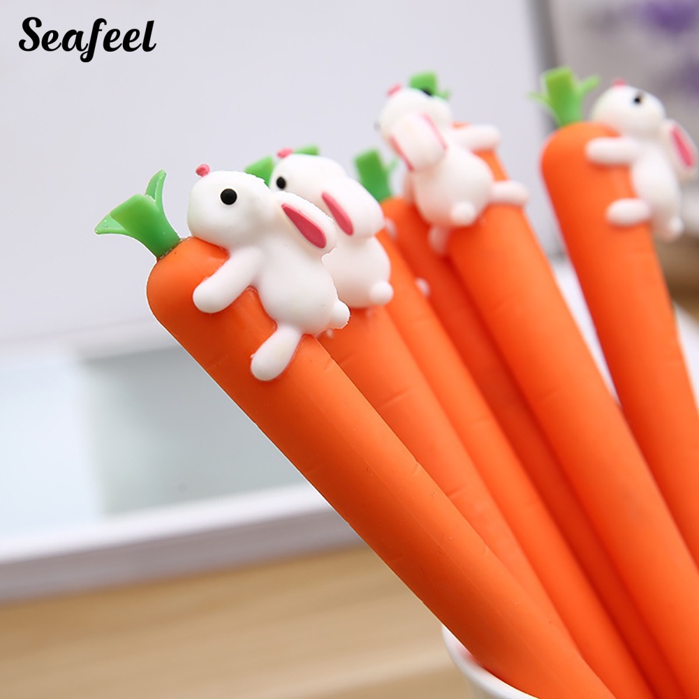 Bút Mực Gel Đen Ngòi 0.5mm Hình Thỏ Cà Rốt Dễ Thương