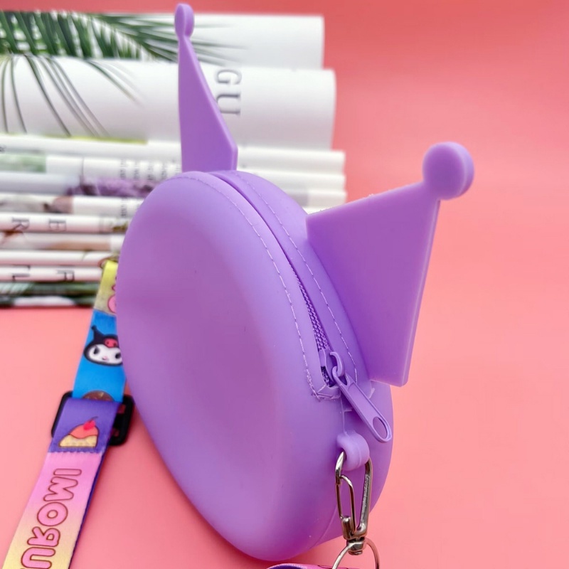 Túi Đeo Vai Bằng Cao Su Họa Tiết Kuromi Hoạt Hình Dễ Thương Tiện Dụng Cho Bé Gái