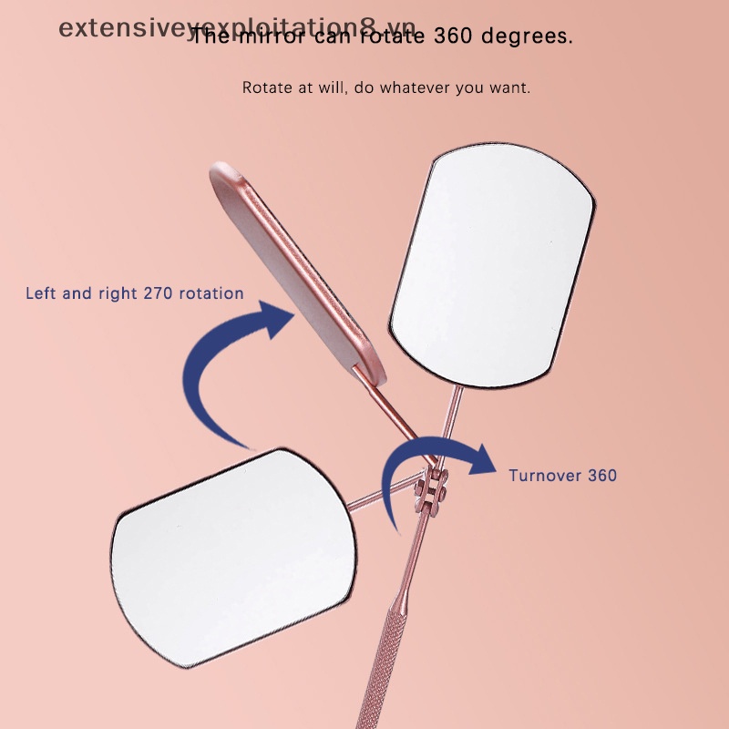 Gương Trang Điểm Bằng Thép Không Gỉ Thiết Kế Tay Cầm Dài Có Thể Gập Lại