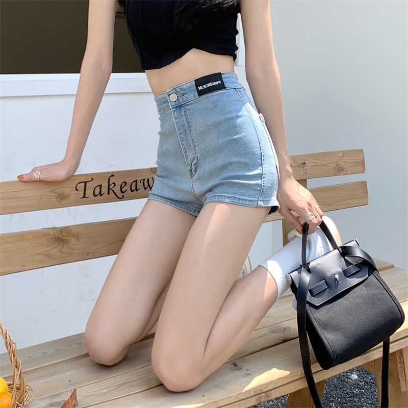 Quần Short Denim Lưng Cao Dáng Ôm Co Giãn Phong Cách Mới Cho Nữ