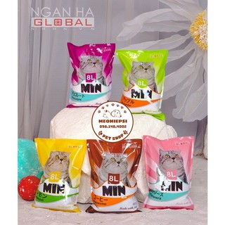 Cát MIN - Cát vệ sinh cho mèo cát Min 8L xuất xứ Nhật Bản - cát vệ sinh cho mèo khử mùi, vón cục tốt túi 8L