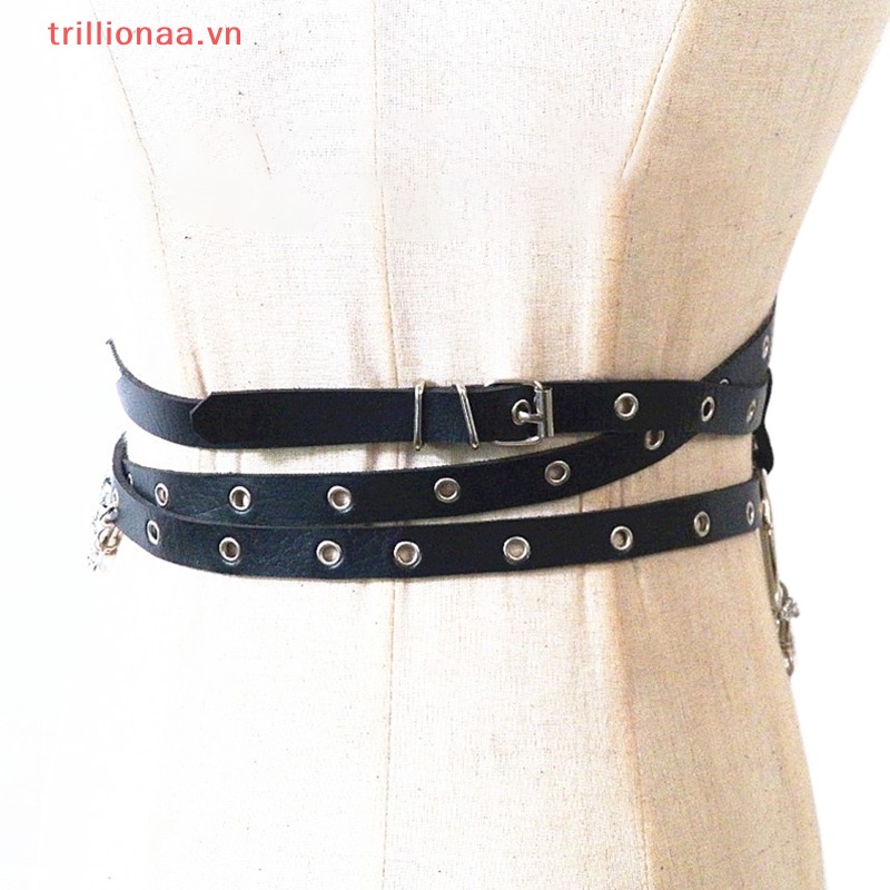 Đai Nịt Bít Tất Giả Da Phối Xích Phong Cách Punk Cá Tính Dành Cho Nữ
