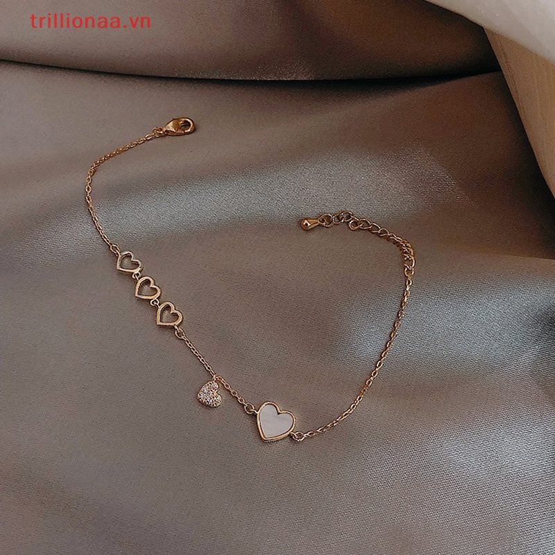 Vòng Tay Mặt Hình Trái Tim Dễ Thương Có Thể Điều Chỉnh Cho Nữ