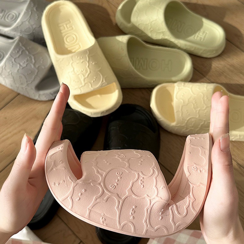 Dép quai ngang NEUFIGR bằng nhựa EVA siêu nhẹ in hình gấu đi trong nhà/văn phòng