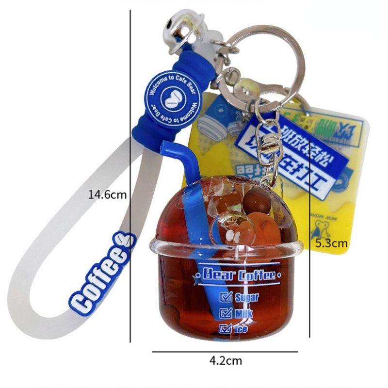 Móc Khóa Hình Gấu Trúc / Ngôi Sao / Cà Phê Hoạt Hình Dạng Nổi Đơn Giản Sáng Tạo