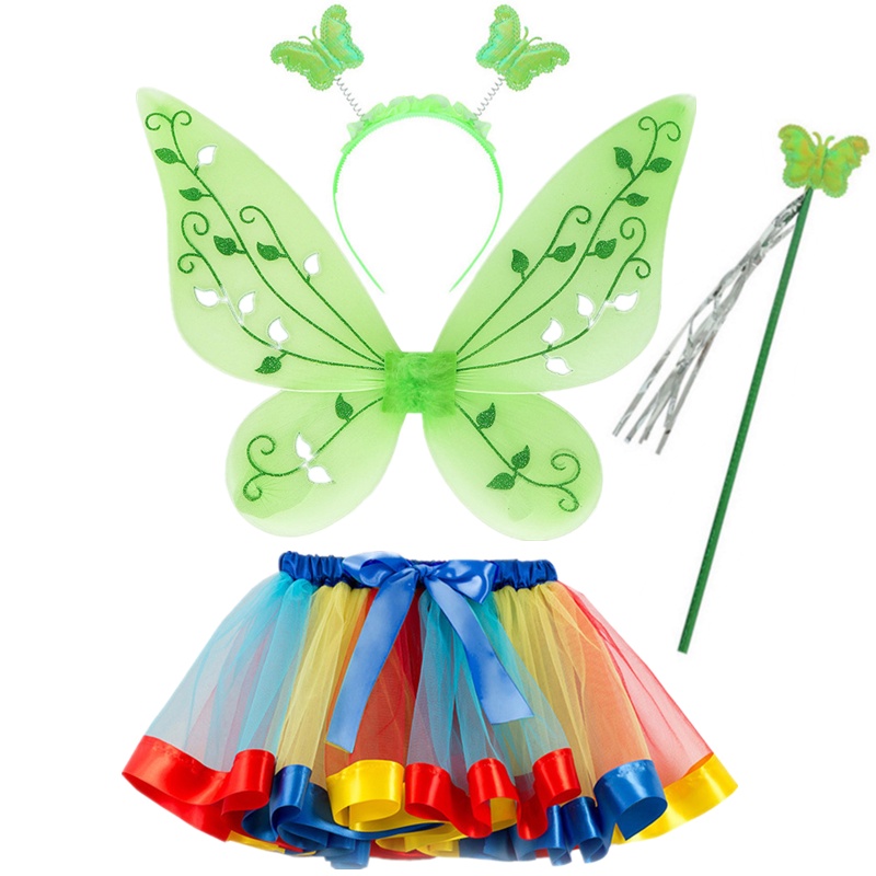 Chân Váy Xếp Ly Kèm Băng Đô Hóa Trang Công Chúa Cho Bé Gái 0-7 Tuổi