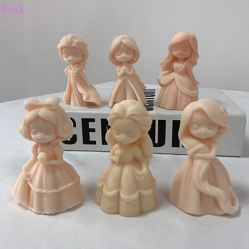 1 Khuôn Silicone Hình Búp Bê Công Chúa Gypsum DIY Để Bàn Trang Trí