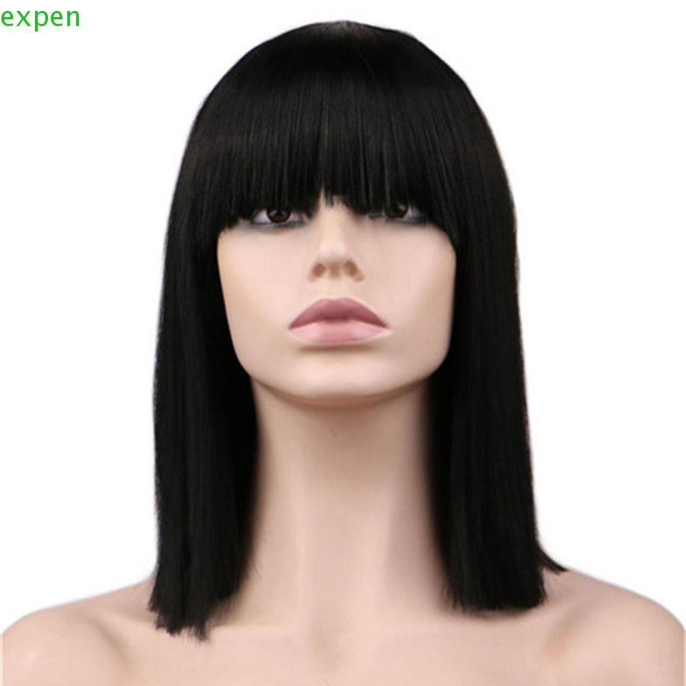 EXPEN Tóc Giả Bob Thẳng Màu Đen Hóa Trang Nhân Vật Anime