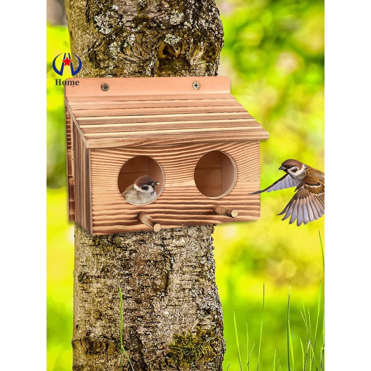 Nhà Chim Bằng Gỗ Có 2 Lỗ Sáng Tạo Trang Trí Nhà Cửa / Sân Vườn / Cửa Hàng / Chim Cảnh Kc1907