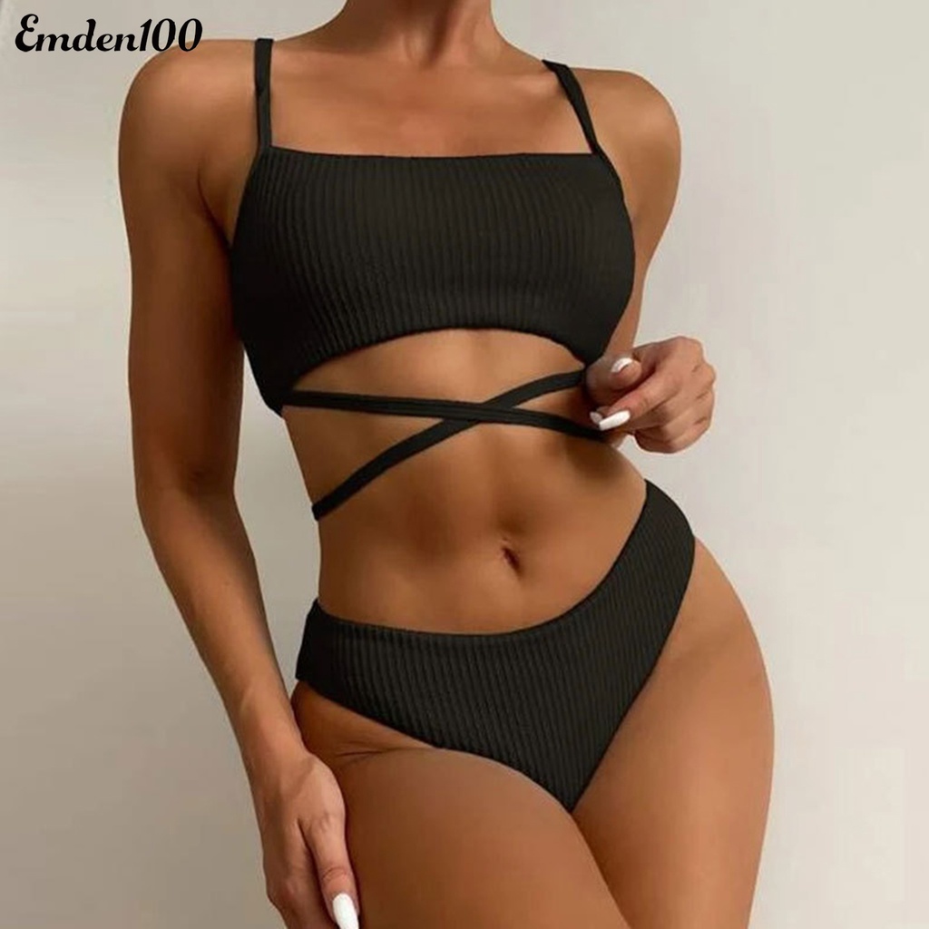 Bộ Bikini Hai Dây Màu Sắc Thời Trang Gợi Cảm Cho Nữ