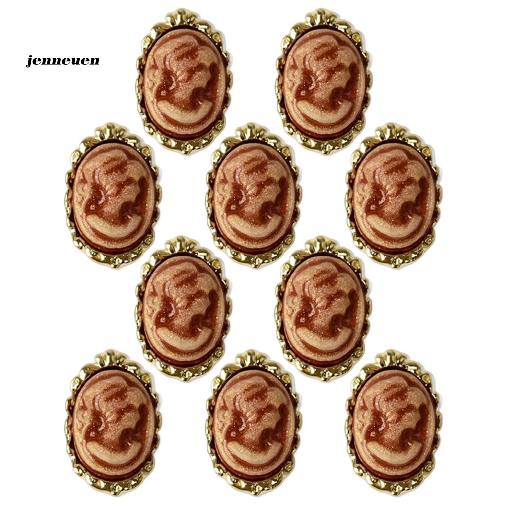 Set 10 Đầu Móng Tay Giả 3D Màu Tối Cho Salon