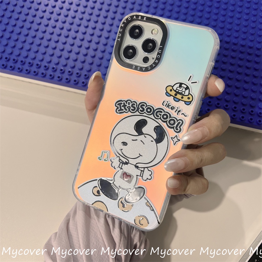 Ốp Điện Thoại Silicon Mềm Hình Snoopy Màu Gradient Lấp Lánh Cho iPhone 14 13 12 11 Pro Max X XR Xs Max 6 7 8 Plus