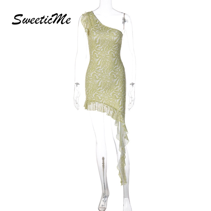 Đầm Ngắn Ôm Eo Không Đối Xứng Thời Trang Mới 2023 Dành Cho Nữ