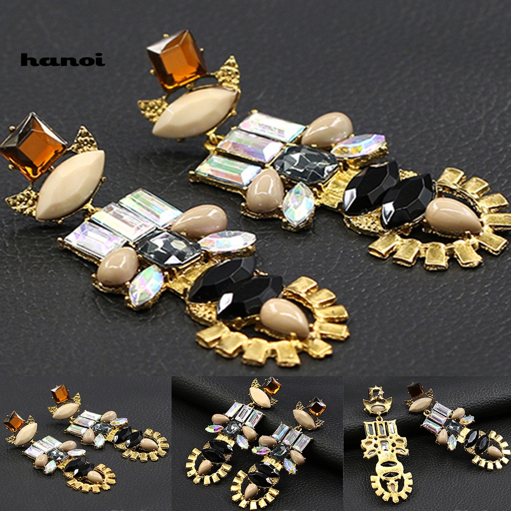 Đôi Khuyên Tai Dài Đính Đá Phong Cách Retro Thời Trang Cho Nữ