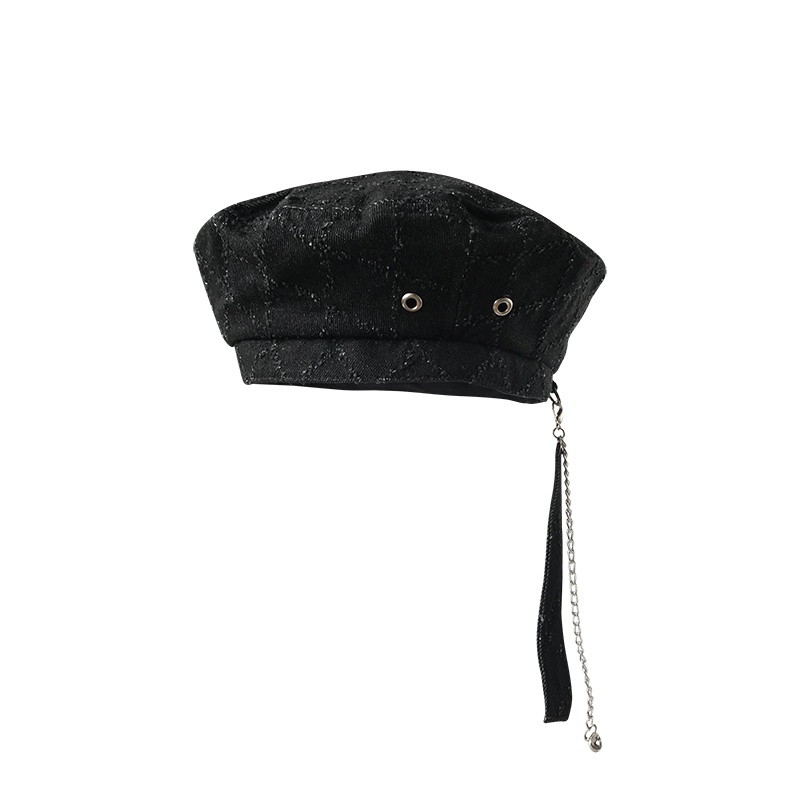 Mũ Beret Phối Dây Xích Phong Cách Cao Bồi Nhật Bản Thời Trang Xuân Hè Cho Nữ