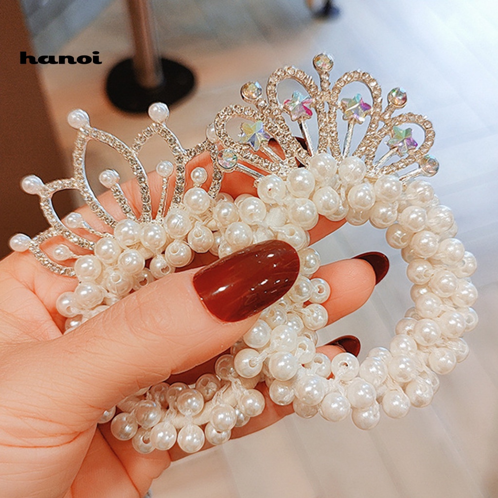 Dây Cột Tóc Hình Vương Miện Đính Đá Màu Sắc Thời Trang