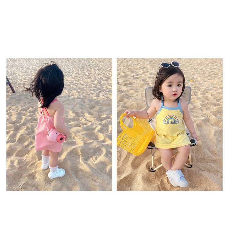 Đầm Hai Dây Vải Lụa Lạnh Mỏng Thời Trang Mùa Hè Cho Bé Gái 80-130CM
