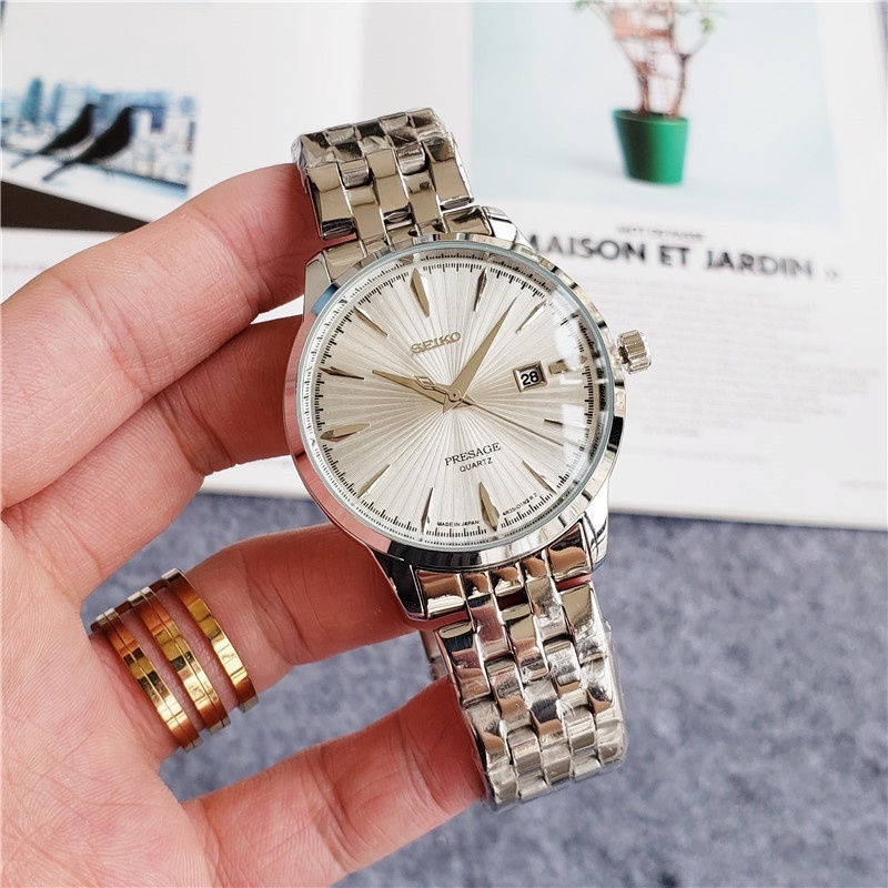 Đồng Hồ Đeo Tay Máy Quartz Dây Thép Thời Trang Lịch Lãm Cho Nam