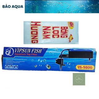 Máy bơm lọc nước hồ cá vs-9800 & bông lọc - bộ bơm lọc nước bể cá vipsun