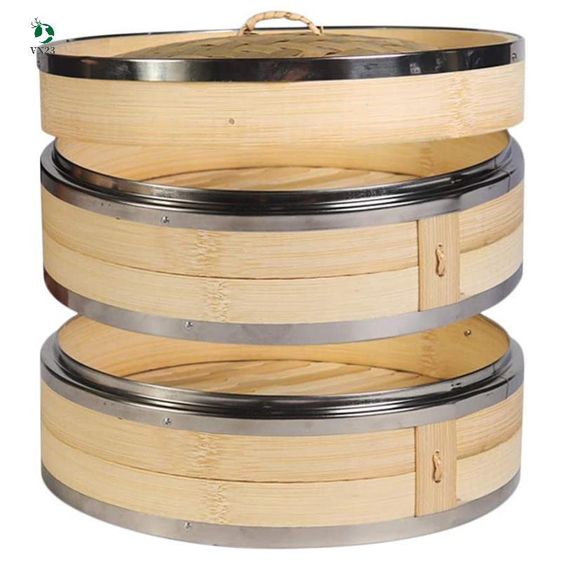 Nồi Hấp 2 Tầng Bằng Tre Và Inox Tiện Dụng Cho Nhà Bếp