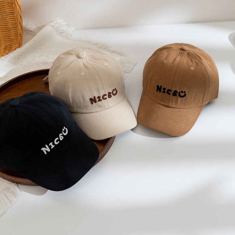 Mũ Lưỡi Trai Hình Mặt Cười Thêu Chữ Thời Trang Hàn Quốc Mới Cho Bé